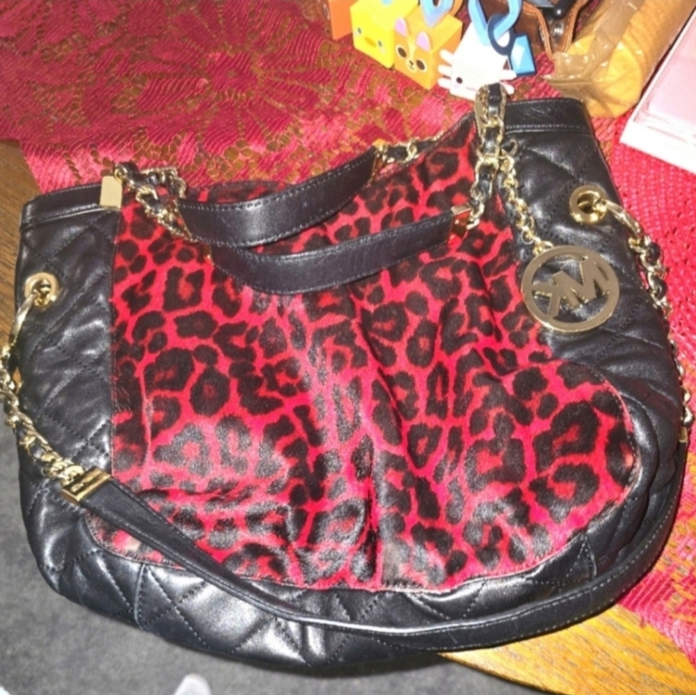 ❄️❄️ VERY RARE Michael kors red calf hair fur shoulder bag - Picture 2 of 8
